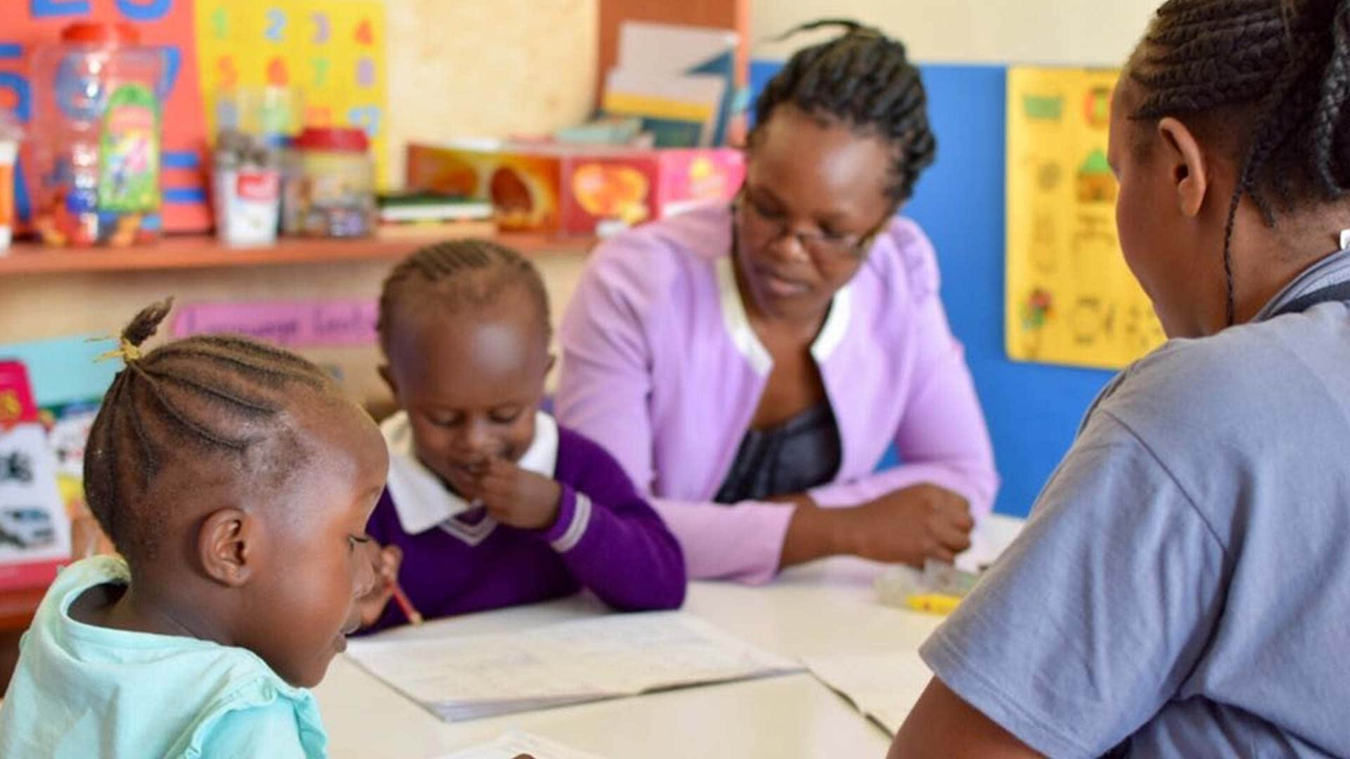 Children learning at Kidogo